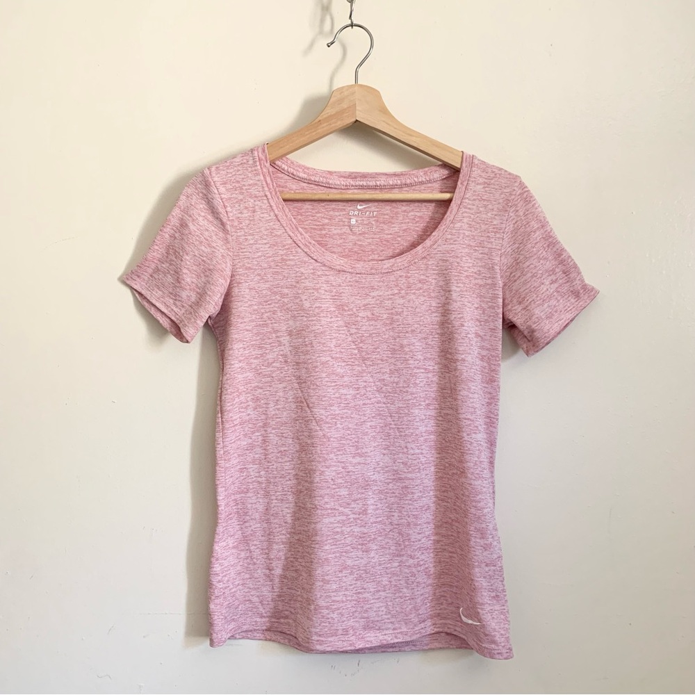 Nike DRI-FIT Pink Crewneck Heathered Short Sleeve Athletic Top XS